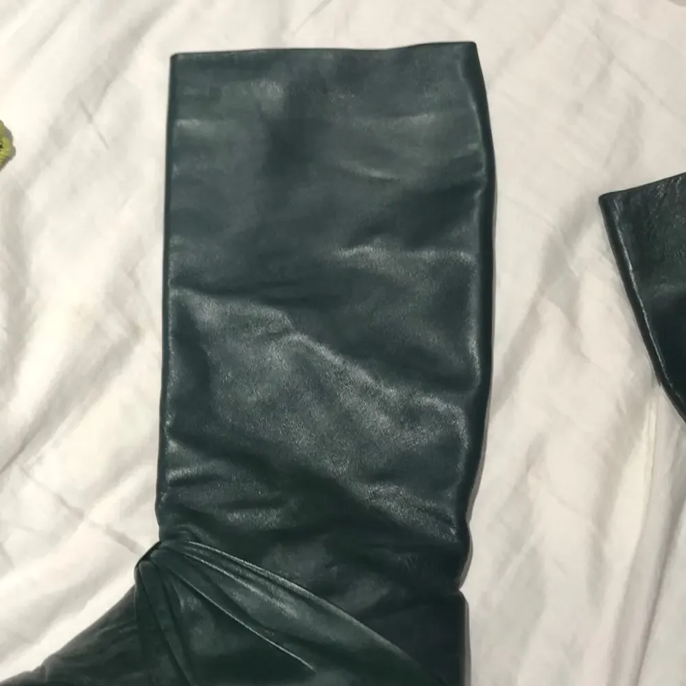 8.5N Hunter green leather boots guc